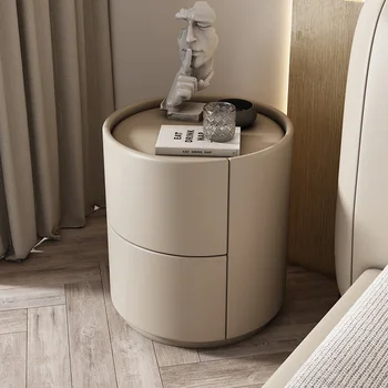 Armadietto laterale per divano del soggiorno domestico, comodino rotondo creativo in legno massello, nuovo armadio portaoggetti semplice e moderno per piccola camera da letto