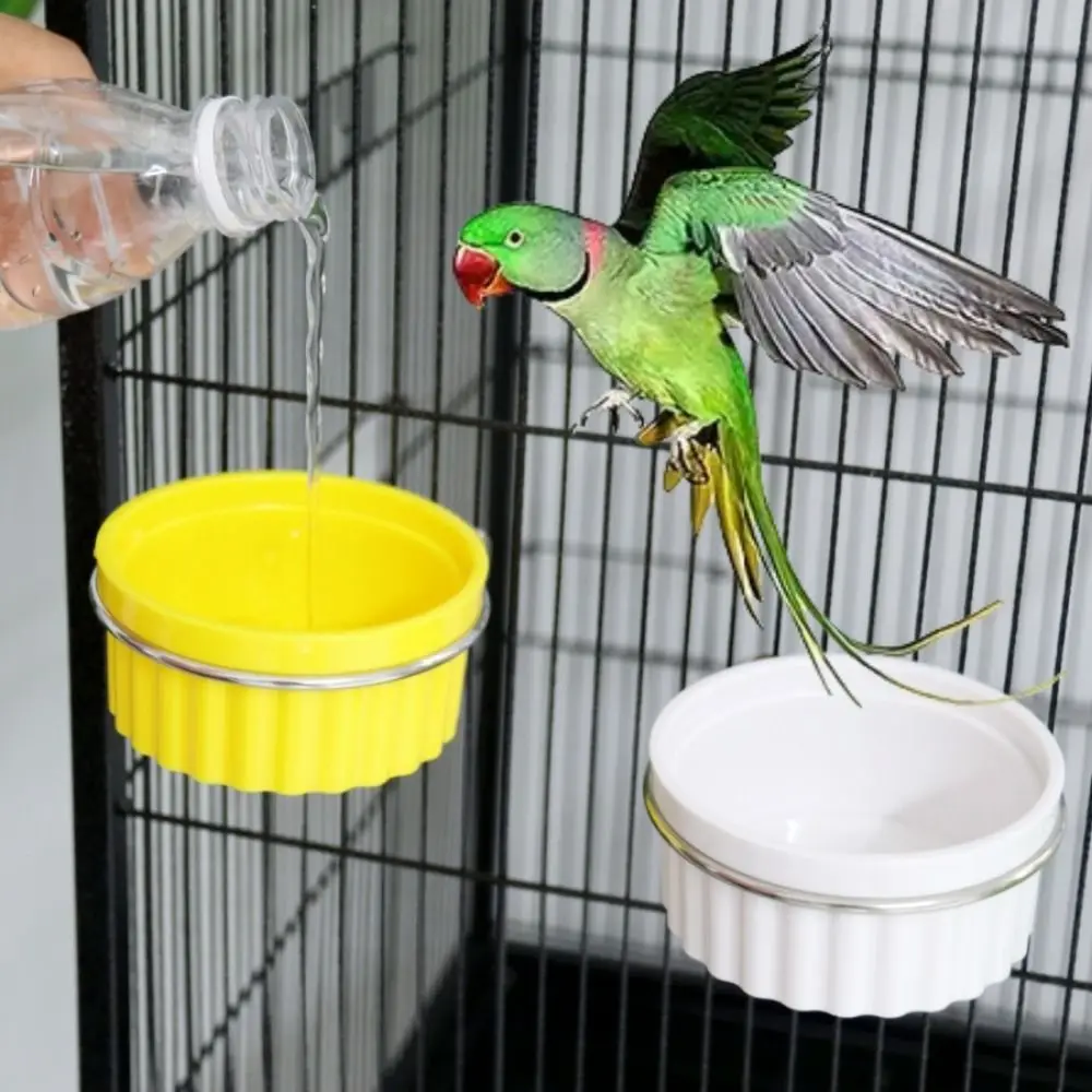 Wall Mount Parrot Food Water Bowl Plastic Candy Color Parrot Feeding Cup Removable Bird Cage Feeder for Parrots Parakeet Cats