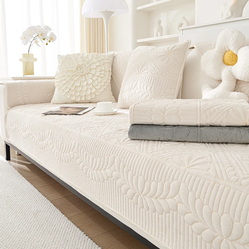 

White Plush Sofa Cover for Living Room Decor Pet Dog Kids Sofa Mat Non-slip Sofa Slipcover Protector Cover Universal Sofa Towel