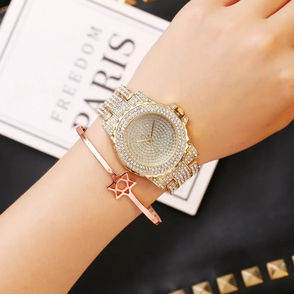 

Новое поступление, модные женские кварцевые часы Стразы, роскошные Брендовые женские наручные часы из нержавеющей стали, часы, наручные женские часы