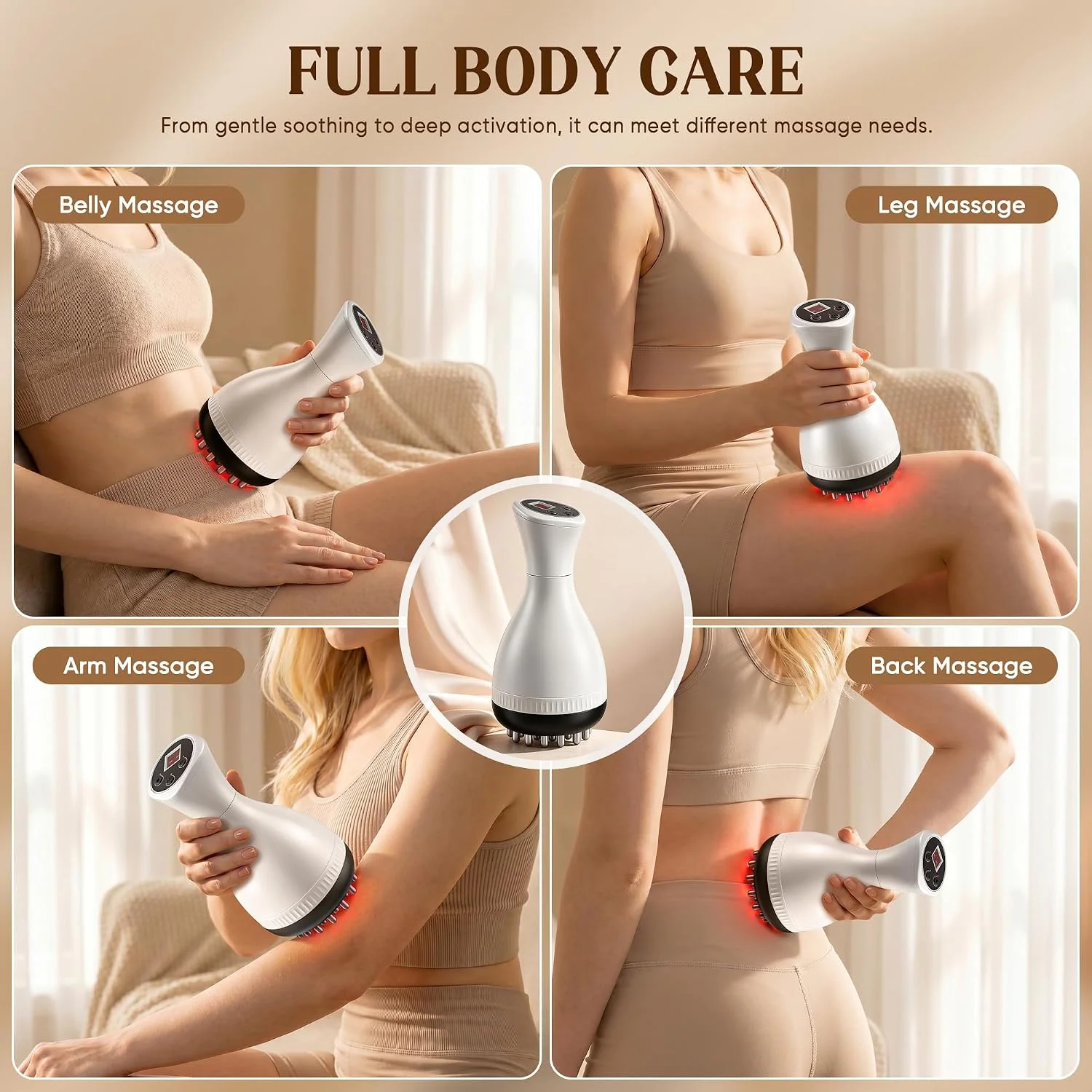 Electric Meridian Brush GuaSha Lymphatic Drainage Massager Anti Cellulite Massage Tool Body Sculpting Machine for Leg Arm Belly - immagine 4