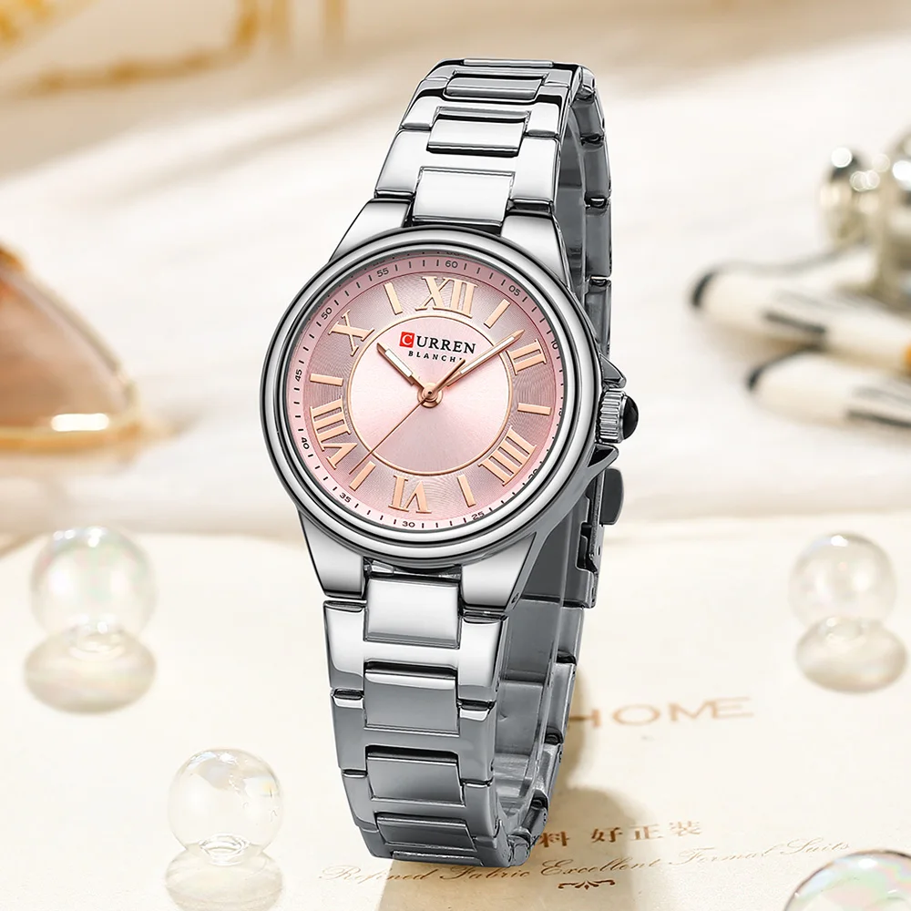 CURREN Romantic Charm Women's Wristwatches Fashion Design Thin Quartz Watch with Luminous Hands Stainless Steel Bracelet 2