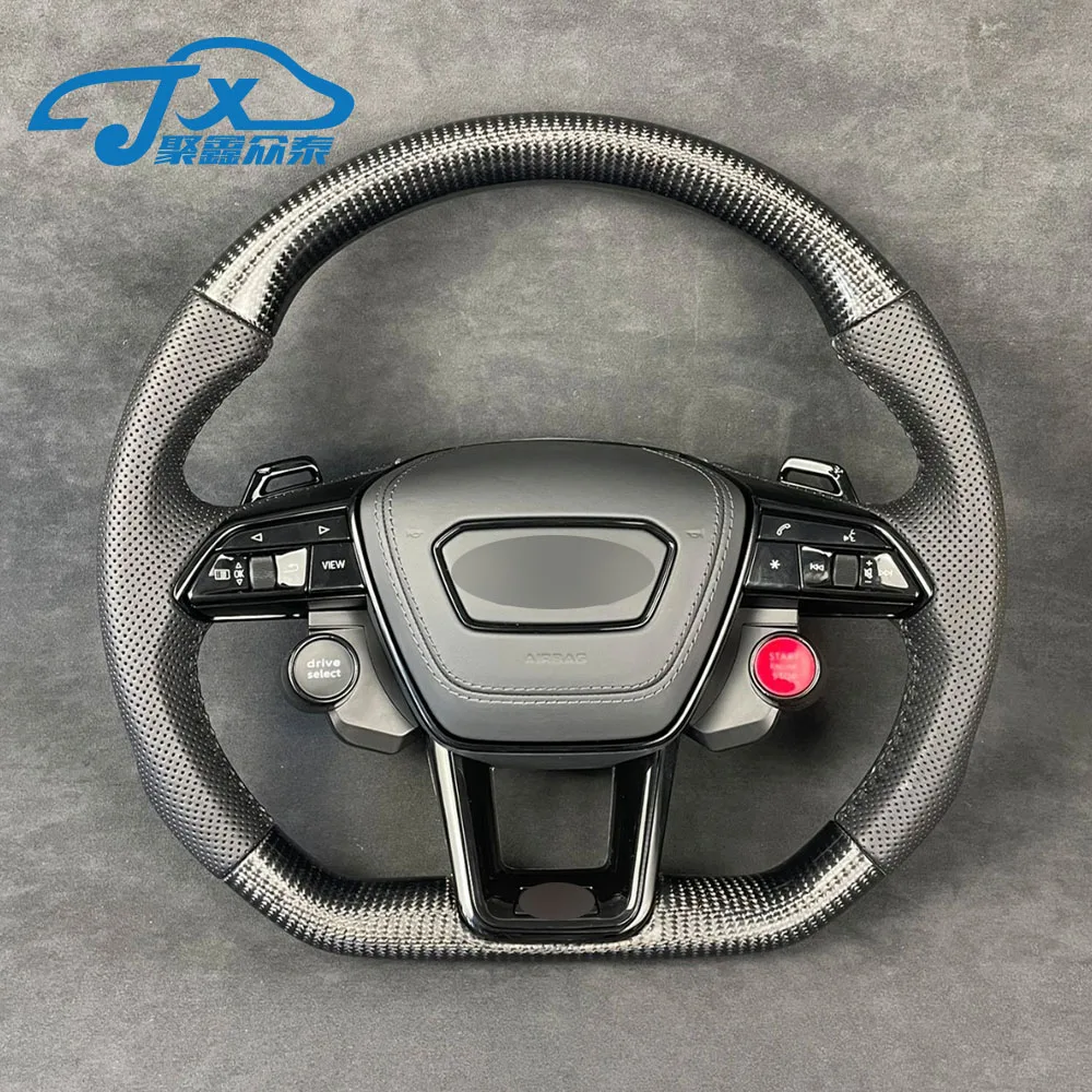 

Автомобильный руль для Audi B9 Q5 B8 B9.5 RS6 C8 RS7 C7 A4 A6 Q5 Q7, перфорированный руль из углеродного волокна в сборе