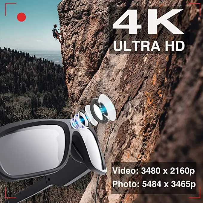 Occhiali da Sole Bluetooth con Videocamera Polarizzati Registra Foto Video  in 4K