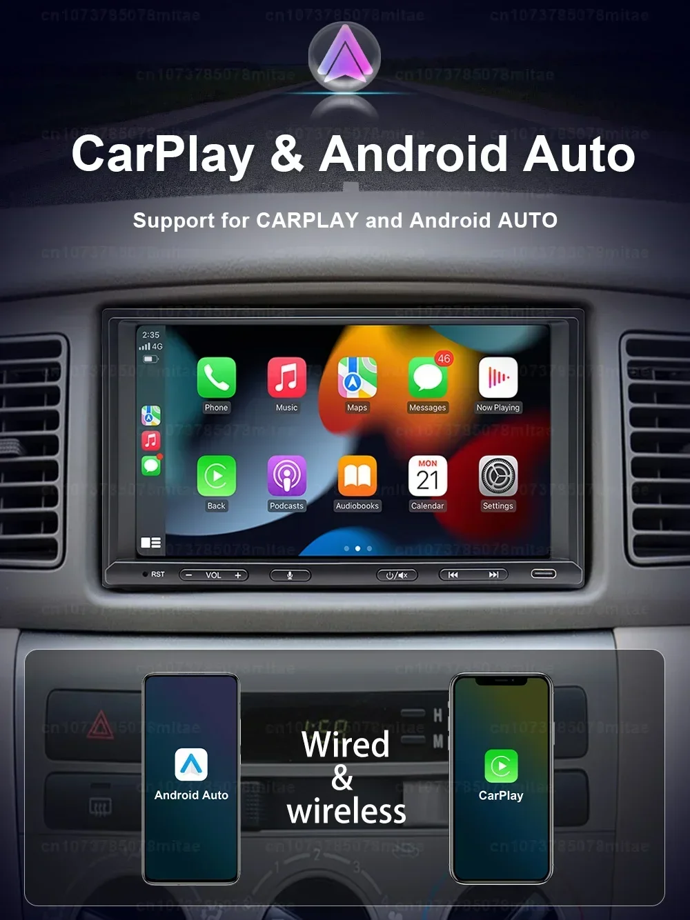 Car Stereo Type C 2 Din 7 Inch Car Universal Multimedia AI Voice Wireless Android Auto Carplay GPS Navigation MP5 Radio steroe head unit