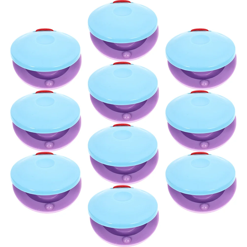 

10 Pcs Children's Round Sounder Mini Castanets Flapper Musical Instruments Wooden Playset Cute Plastic for Beginners Toys
