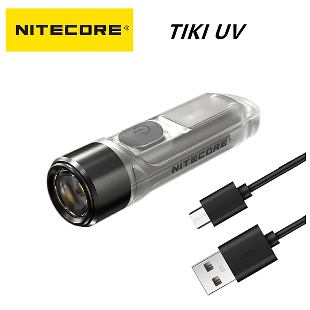 NITECORE TIKI UV Keychain Light 1000mw White Warning Flashing USB Rechargeable LED Flashlight |