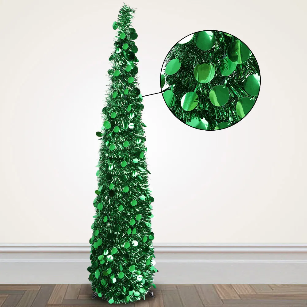 Collapsible Christmas Tree 5ft Collapsible Christmas Tree Artificial Pop Up Tinsel Coastal Christmas Tree for Xmas Holiday Decorations