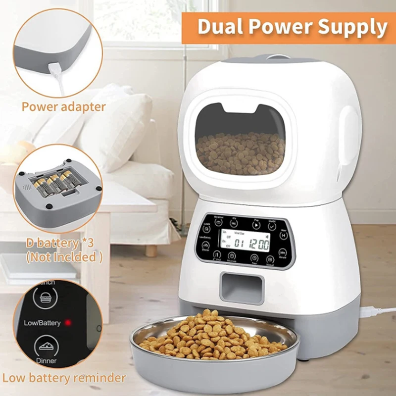 

LMOZE 3.5L Automatic Pet Feeder For Cats WiFi/Button Smart Food Dispenser Cat Bowl Timer Robot Feeding With Voice Recorder