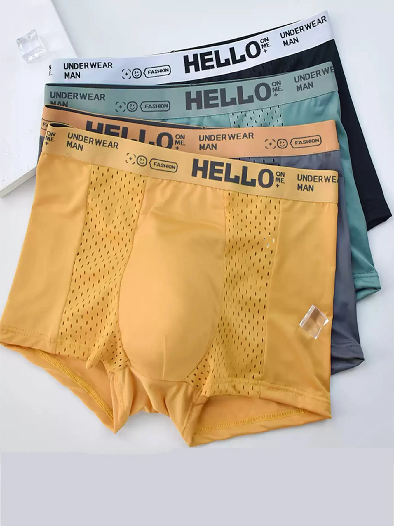 3PCS/LOT Men's Underwear Breathable Mesh Man Underpants Male Thin Sexy Boxers Men Panties Boxer Shorts Ice silk