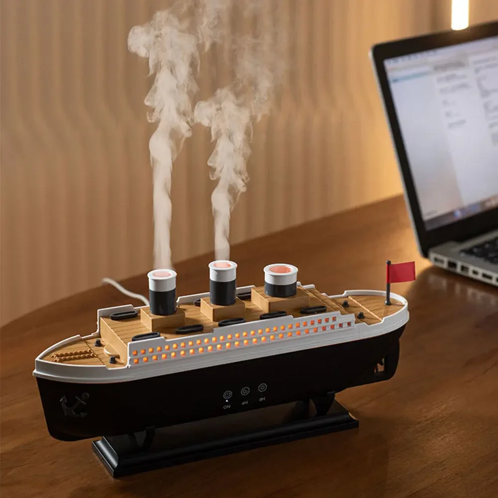 Air Humidifier Ship Model Aroma Air Humidifier Ocean Liner Essential Oil Diffuser Jellyfish Smoke Ring Spray Aroma Diffuser