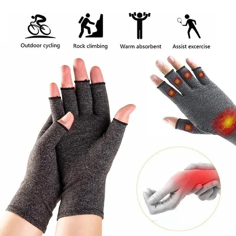 GOMOREON 1Pair Arthritis Gloves Women Men, Carpal Tunnel, Rheumatiod, Tendonitis, Fingerless Hand Thumb Compression Gloves - Image 5