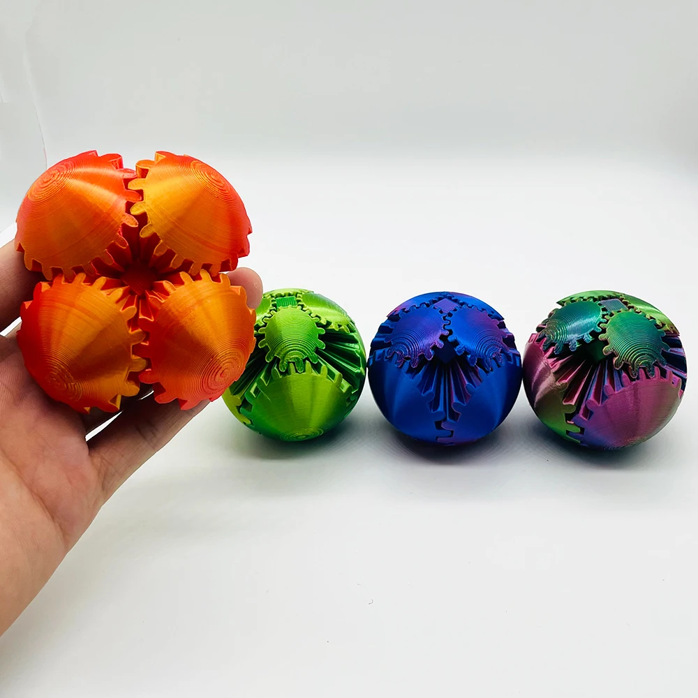 Gear Ball-3D Printed Gear Ball Spin or Cube Fidget Toy, Sphere, Fidget Toy, Stress Ball, GearSphere Desk T