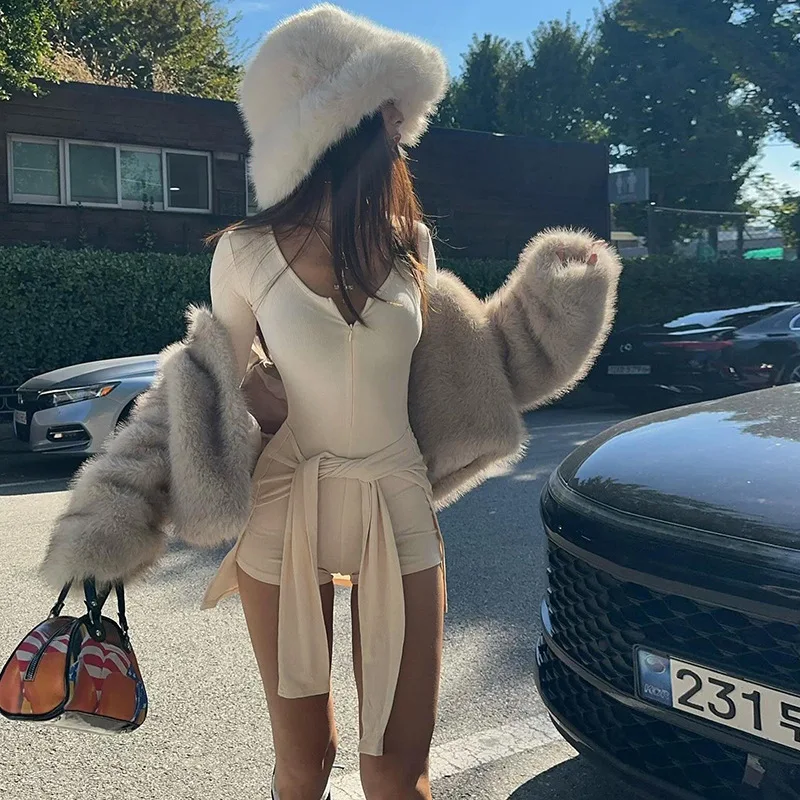 Sexy Bandage 2 Piece-Set Skirt Women Zipper Skinny Yoga Jumpsuit And Lace-Up Skirt Sets Clothes Women's Jumpsuit Outfits