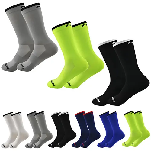 5 Pairs Cycling Socks Men Breathable Mesh Sport Running Socks Racing Road Bicycle Mid Tube Solid Letter Football Bike Socks Man - Image 3