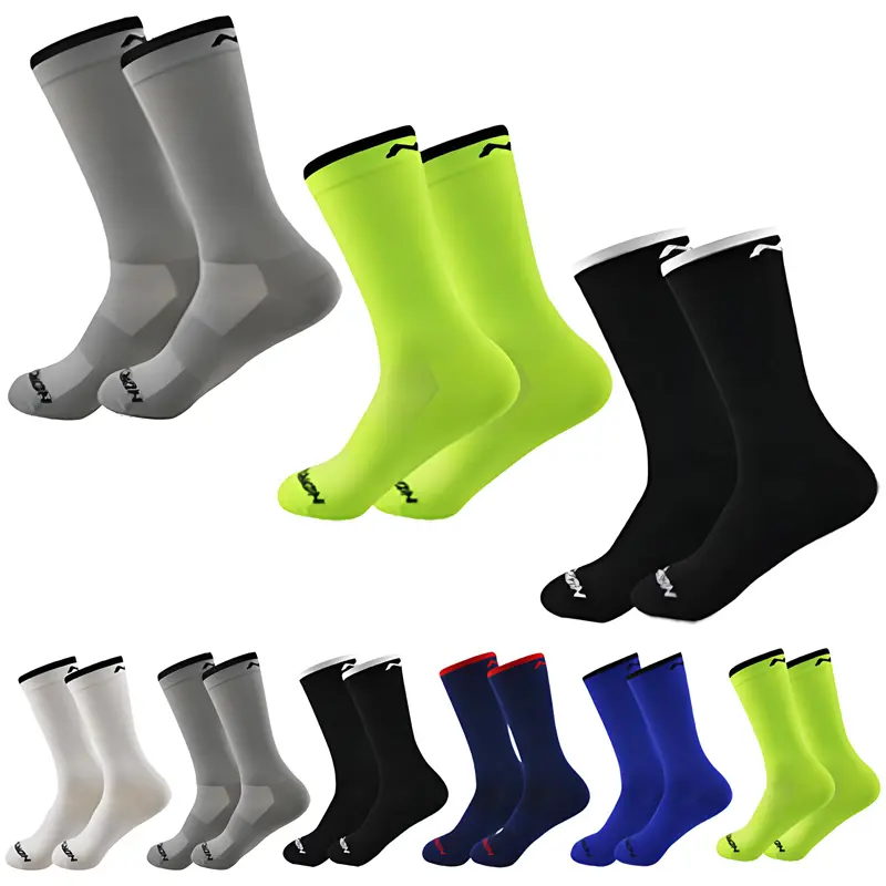 5 Pairs Cycling Socks Men Breathable Mesh Sport Running Socks Racing Road Bicycle Mid Tube Solid Letter Football Bike Socks Man - Image 3
