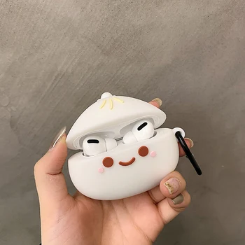 부드러운 실리콘 에어팟 커버, 무선 블루투스 헤드폰 케이스 박스, 찐 인형 번 페이스 에어팟 1 2 3 프로