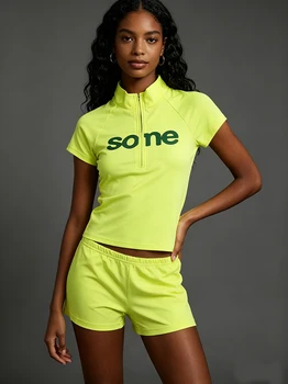 Fashionable Aesthetic Versatile Classic Shorts Harajuku Personalized High Street Trend Digital Print Slim Sexy Top Set For Women 1