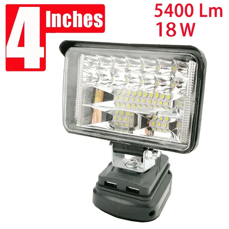 4 Inch Car LED Work Lights Torch Camping Lamp For Makita For DeWalt Bosch Milwauke Lomvum Zhipu Jingmi Li-ion Battery