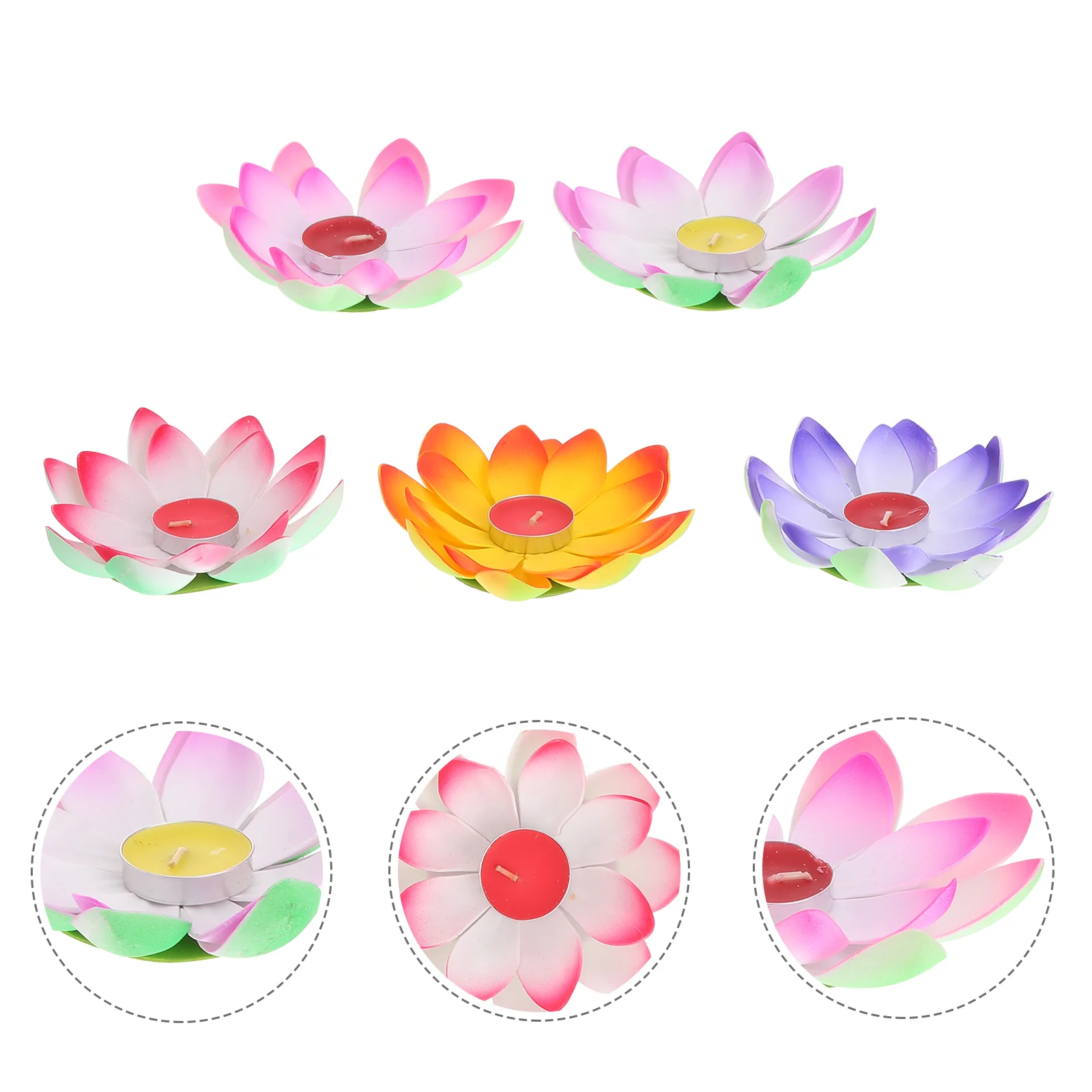 

5 Pcs Blessing Lamp Lotus Shape Light Wishing Decor Water Lily Decorative for Festival