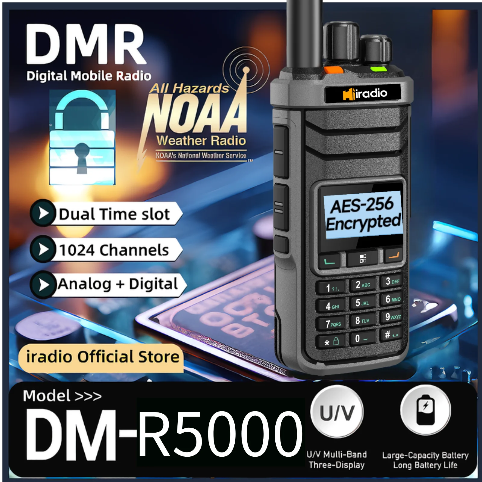 Iradio R5000 デジタルトランシーバー デュアルモード DMR/アナログ