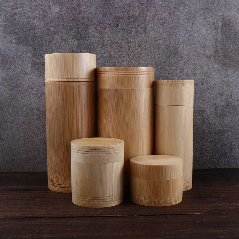 Handmade Tea Box Bamboo Storage Box Tea Canister Lid Seal Kitchen Storage Jars Accessories Spice Case Organizer tea tin box,tea canister