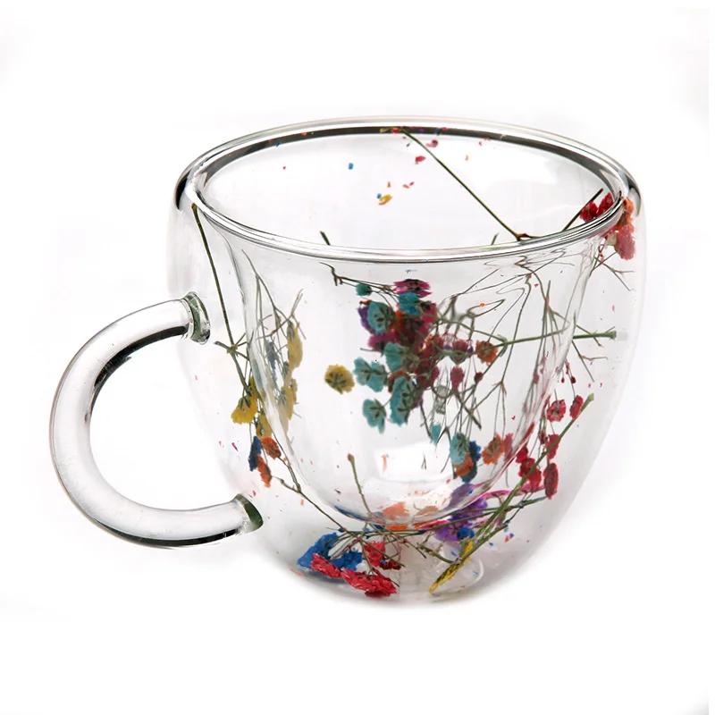 Petal Fancy Dried Flowers Double Wall Glass Mugs – Terra Powders