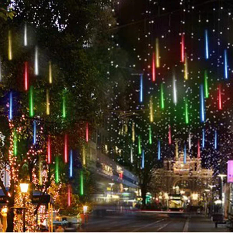 Description Picture 3 of itemLED Solar Meteor Shower String Lights 8 Tubes Holiday Lights Christmas Tree Garland Wedding Garden Decoration Outdoor Lighting