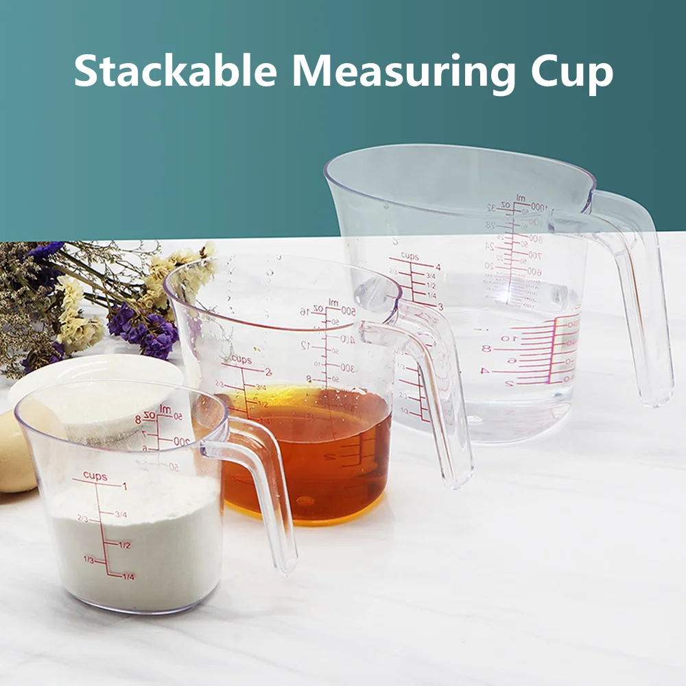 

250/500/1000ml Plastic Transparent Measuring Cup Jug Pour Spout Surface Kitchen Supplies Accessories For Caking Baking Tools