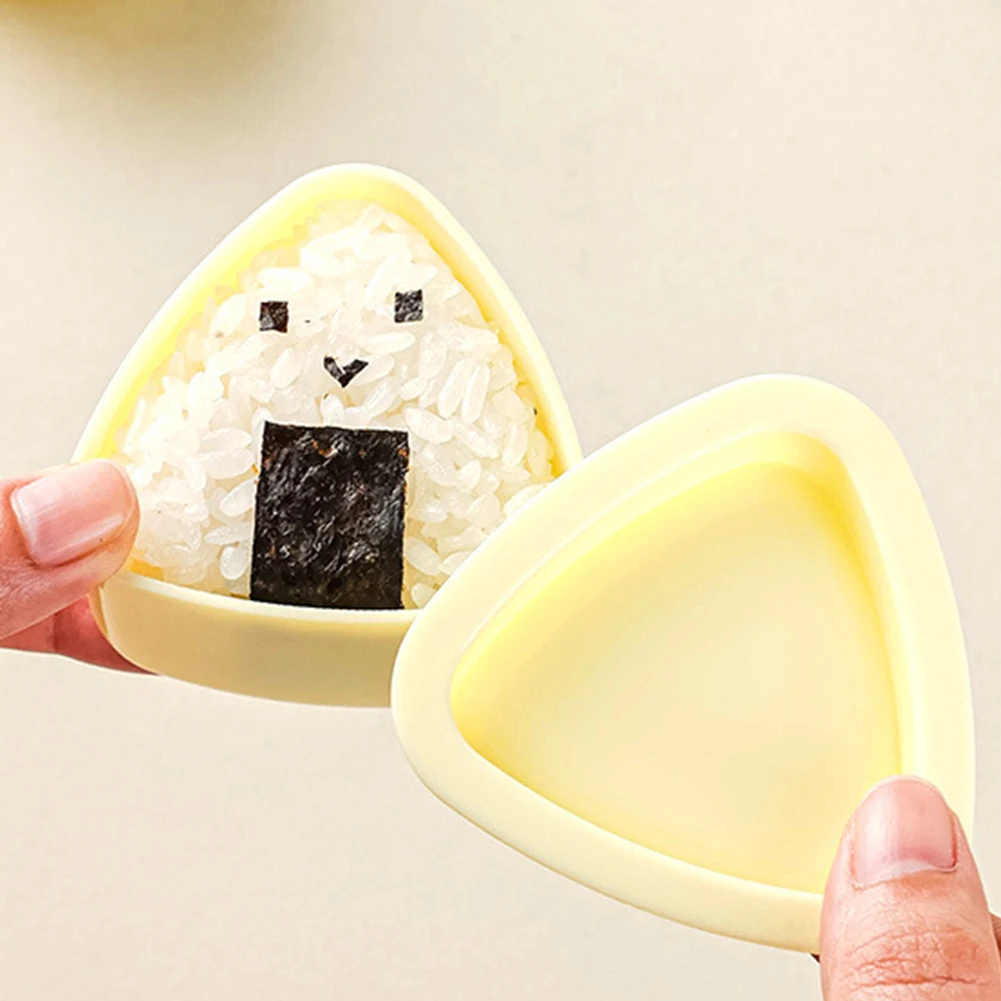 2개입 삼각형 초밥 메이커, 밥주걱 포함 DIY 주먹밥 재사용 가능 휴대용 주먹밥 메이커 도시락 주방 도구 세트