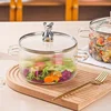 1500ML Clear Glass Saucepan with Dual Handles Soup Cooking Pot with Cover Heat Resistant Kitchen Cooking Tools 2