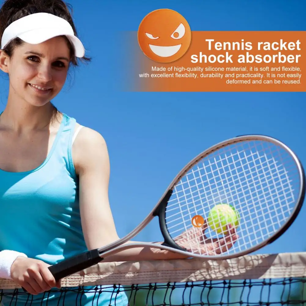 Tennis Racket Vibration Dampeners Silicone Tennis Racket Shock Absorbers Smile Face Anti-vibration Racquet Shock Absorber