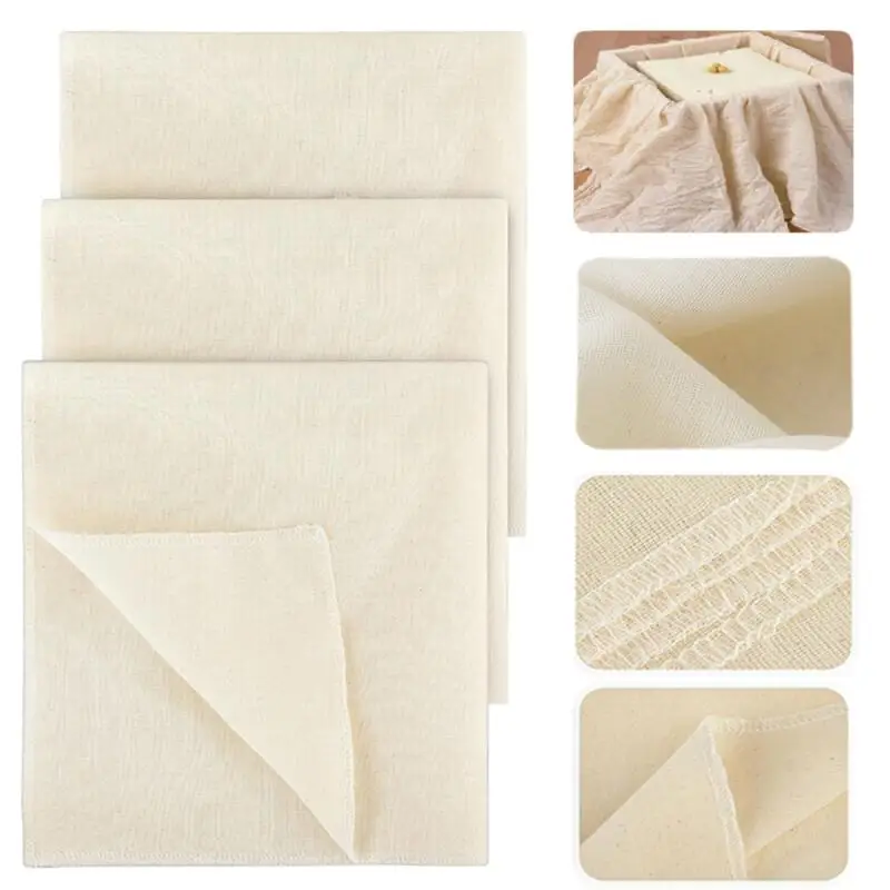 Absorbent Filter Cloth Square Locking Edge Beancurd Cloth Cheese Soybean Milk Filtration Edible Filter Gauze Steamer Mat 1~5pcs