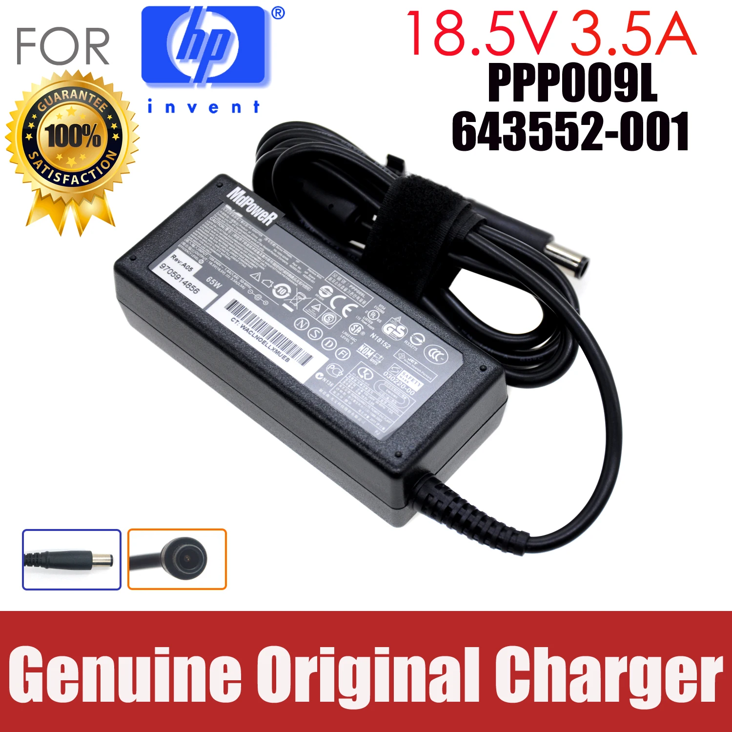

Original 18.5V 3.5A AC adapter laptop charger For HP 2133 2710 2210B 2230S 2510p 2530p 2540p 2560p 2570p 2710p 2730p 2740p