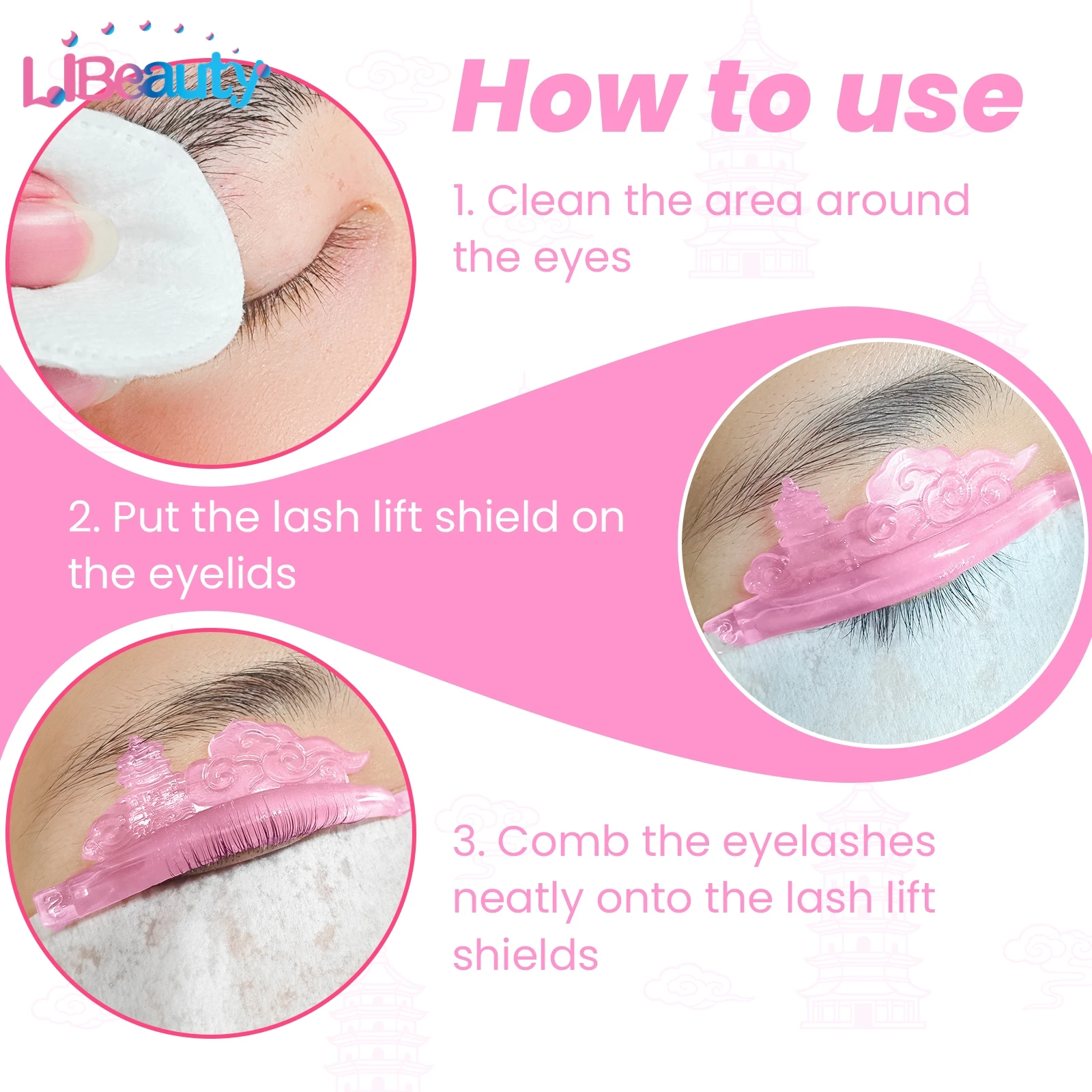 리뷰티 4쌍 C컬 실리콘 속눈썹 펌 패드 스티키 래쉬 로드 쉴드 리프팅 3D 속눈썹 컬러 액세서리 메이크업 도구