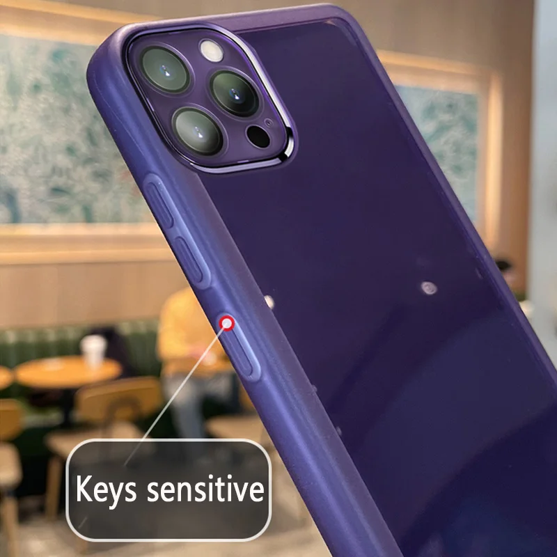 Clear Matte Frame Soft Silicone Case For iPhone 15 Mini 14 Max 12 11 13 Pro 8 Plus Camera Lens_voghion.com