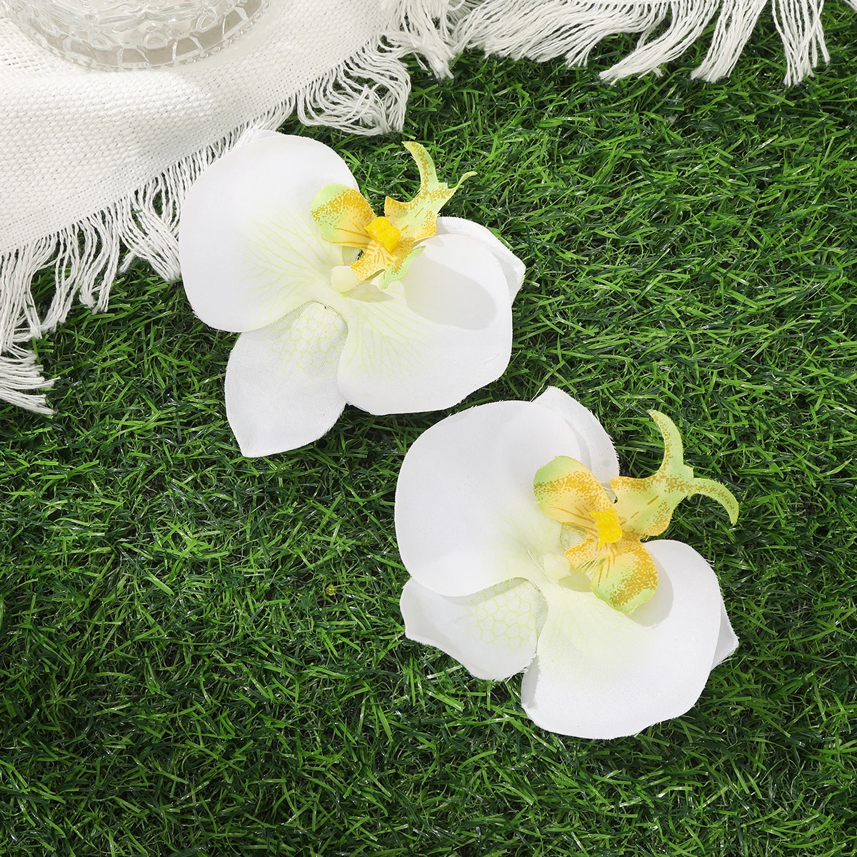 Phalaenopsis Hair Clips White Festival Hairpin Women Side Clips Bangs Clip Fashion Makeup Beach Hawaii Headwear Accessories