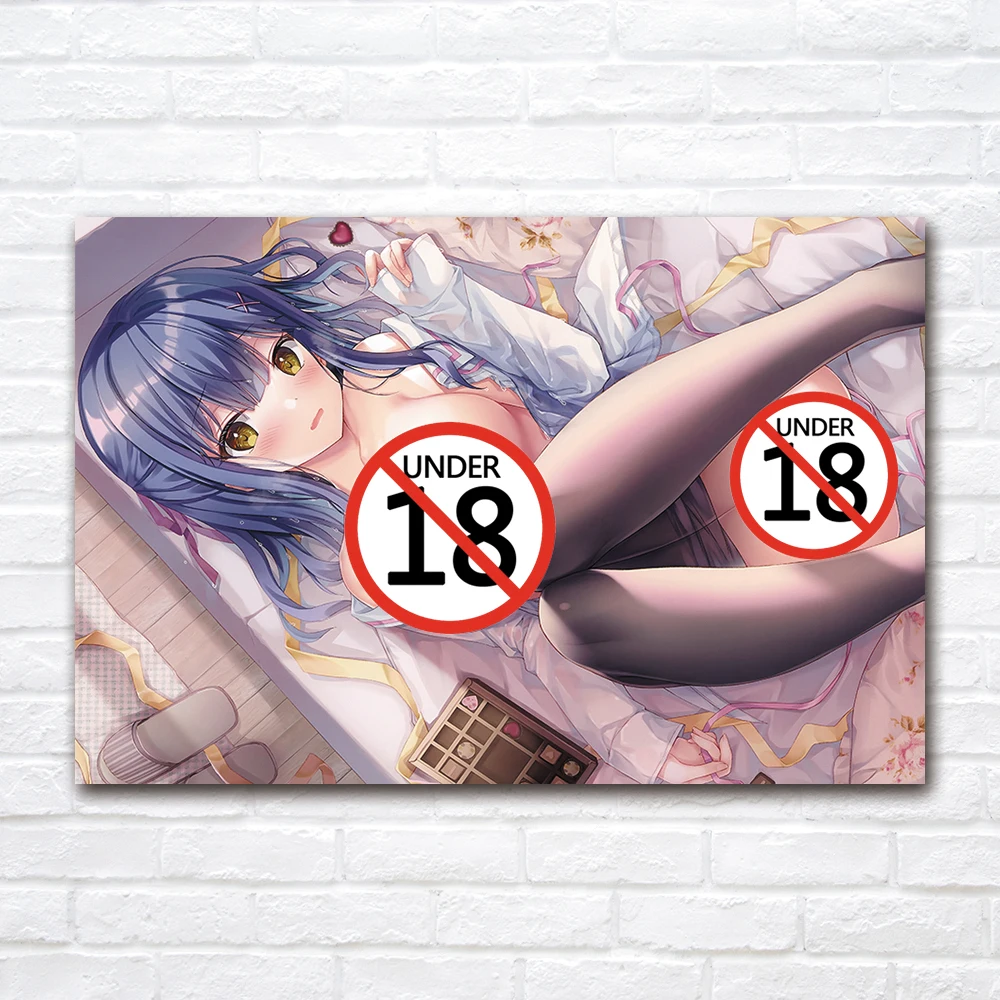 

Мультяшная привлекательная милая девушка, холст, живопись, современное поп-арт, Постер для взрослых, аниме, печать, Настенная картина для гостиной, домашний декор