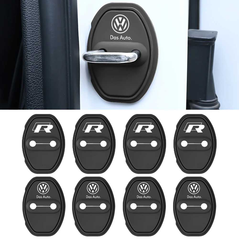 Autocollants de Protection en Silicone pour serrure de porte de voiture, 2/4 pièces, pour Volkswagen VW GTI R Golf 7 5 4 Polo Tiguan Passat Jetta Lavida Rline