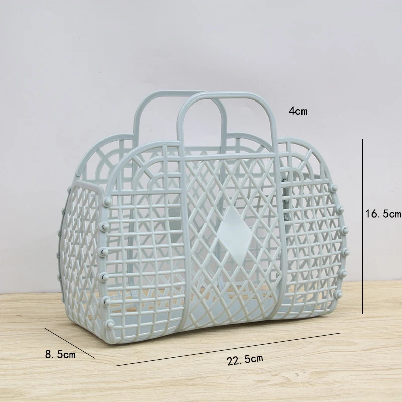 1pc Large-capacity Shopping Bag Hollow Jelly Beach Holiday Portable Tote Bag Reusable Easy To Clean Plastic Portable Bath Basket images - 6