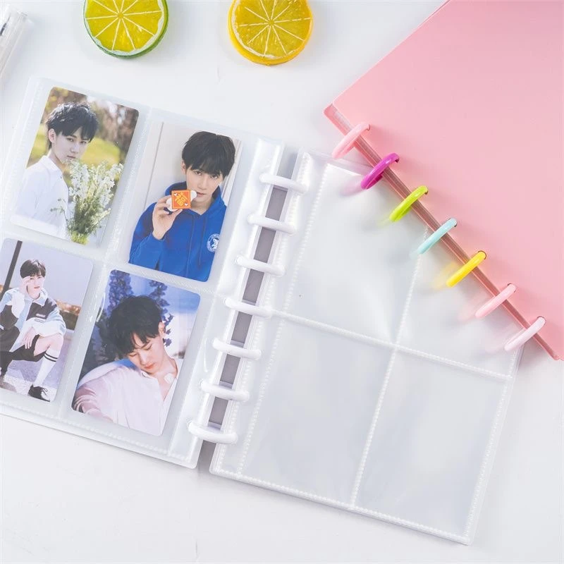Rainbow Ring Photocard Album with 120 Slots and 3in 4-Pocket Clear Sleeves - Refillable ID Card Binder for Portable Kpop Idol Card Collection