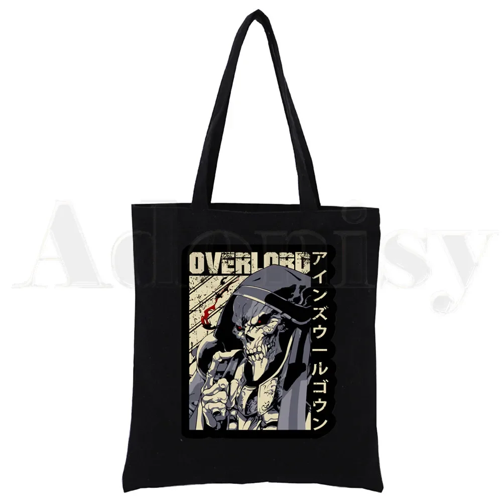 

Overlord Albedo Anime Harajuku Art Shopping Black Bags Canvas Ainz Ooal Gown Tote Bag Reusable Cloth Bag Handbag Shoulder Bags