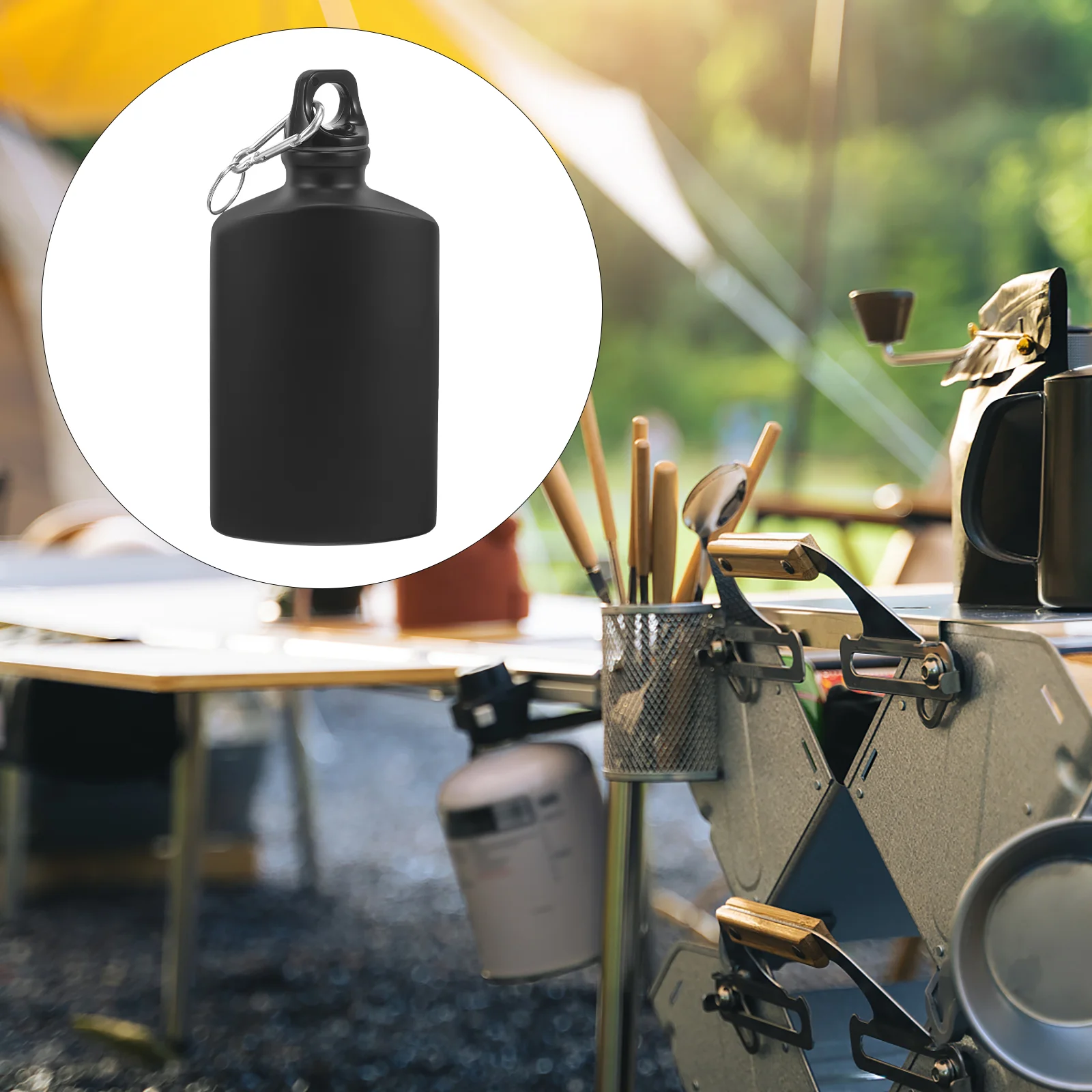 

Camping Water Bottle Multi-use Water Canteen Aluminum alloy Military Bottle Outdoor Accessory Black