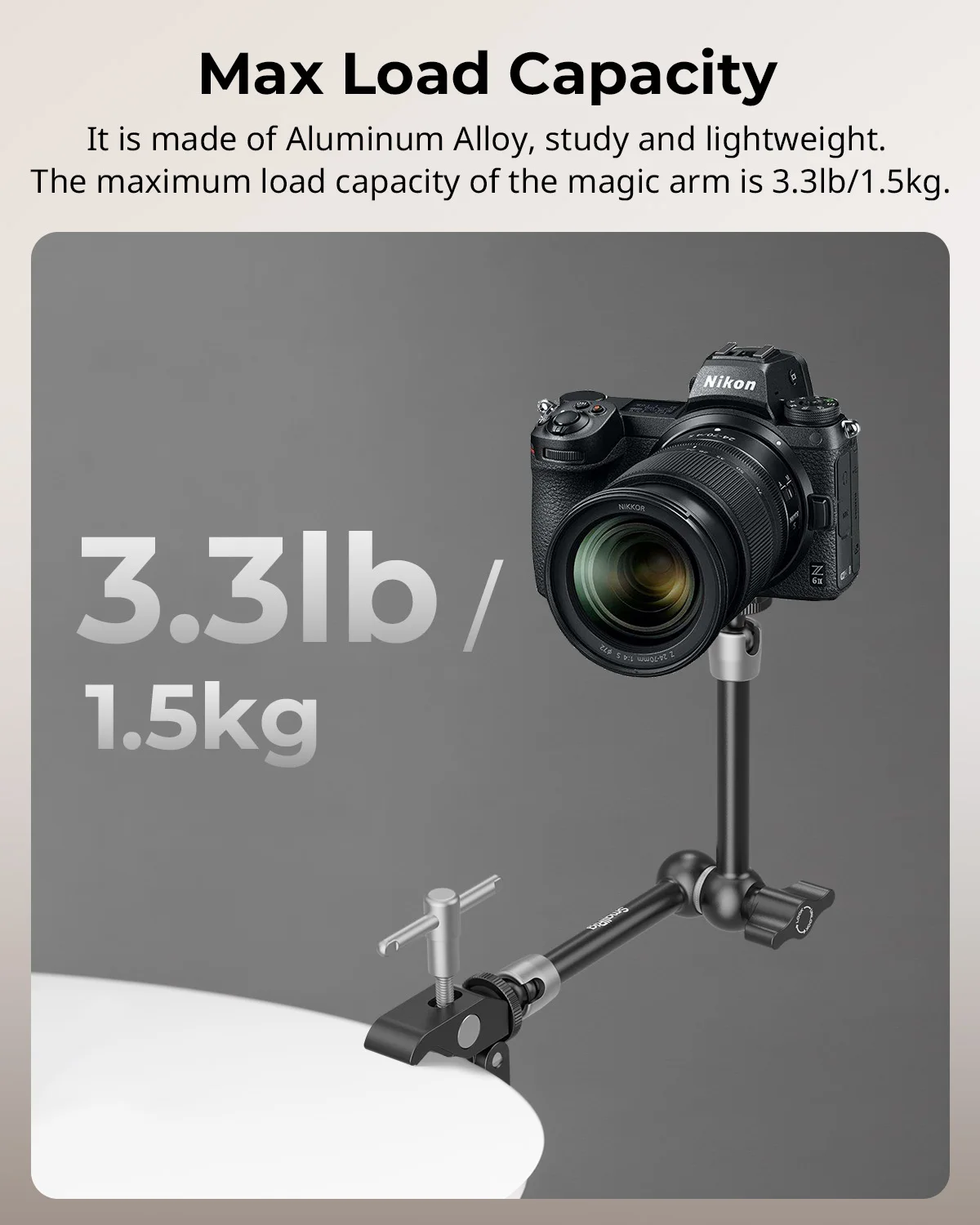 SMALLRIG Clamp W/ 1/4" And 3/8" Thread And 9.8 Inches Adjustable Friction Power Articulating Magic Arm With 1/4" Thread Screw For LCD Monitor/LED Lights - KBUM2732B - View #4