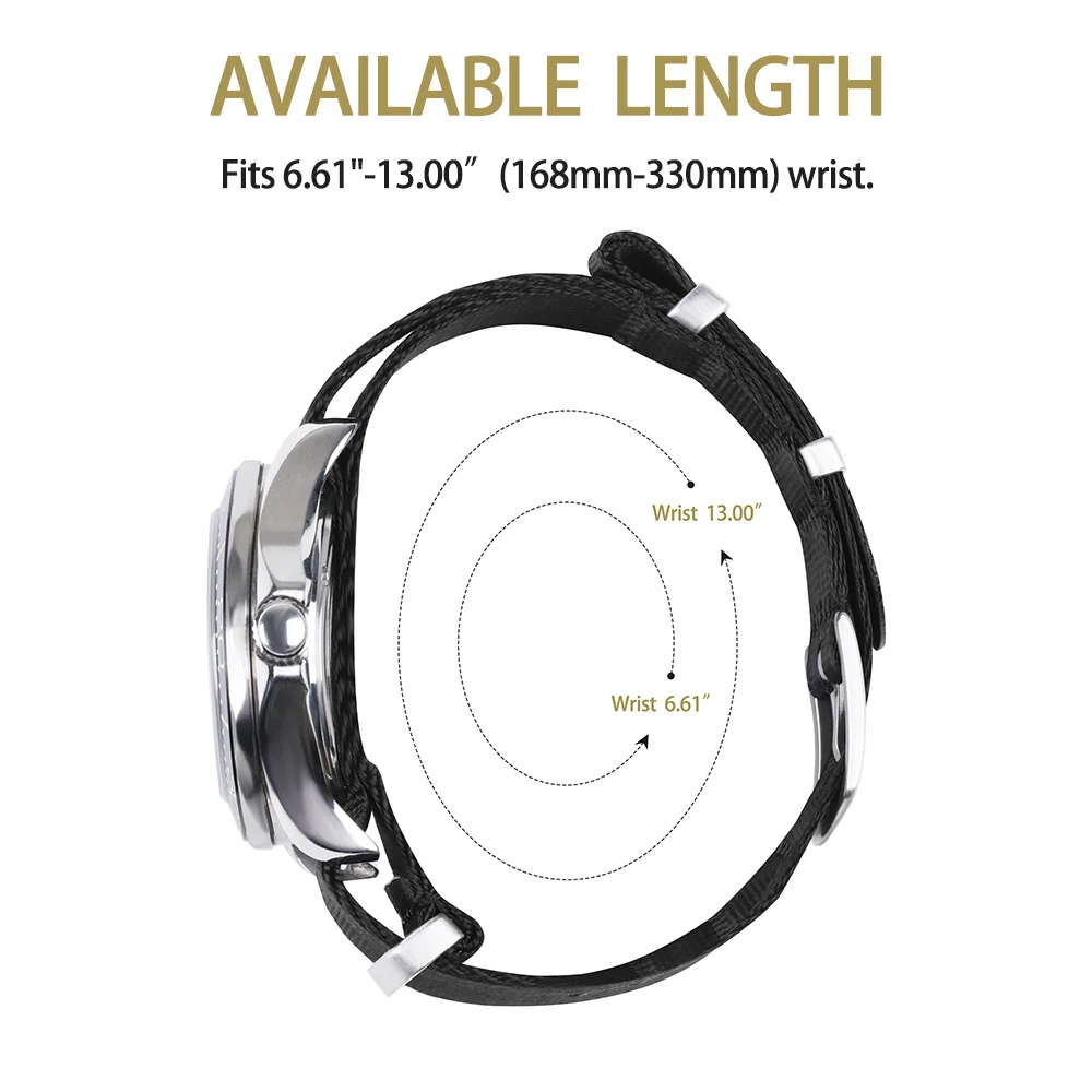 Premium Extra Long Nylon Watch Strap - Military Sport Band Bracelet, 20mm/22mm