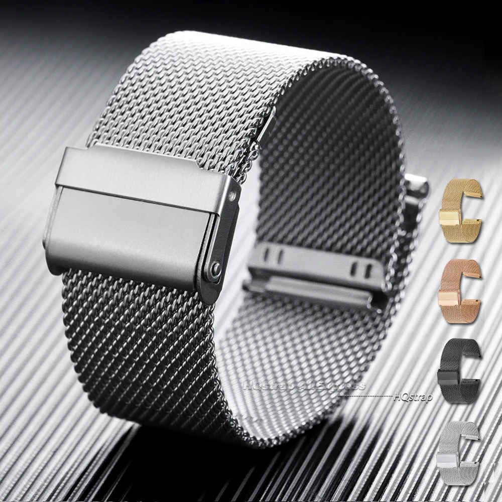 Sleek Milanese Mesh Stainless Steel Watch Strap - Versatile Replacement Wristband