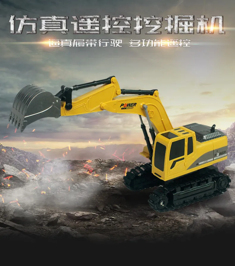 Remote Control Excavator Toys Car,Excavator Trucks for Kids, Construction Engineering Toy Boy Girl Digger Toy Birthday Gift 4