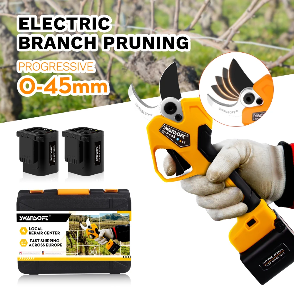 Swansoft SW-PRU-45 45mm cordless electric pruning shears for vineyards orchards with 2pcs 4Ah batteryies 2