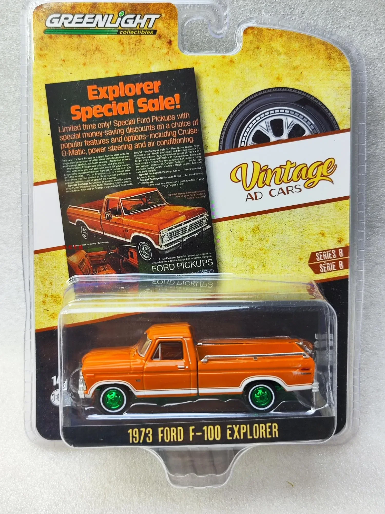 

1: 64 Ретро рекламная машина серии 8-1973 Ford F-100 Explorer Special Edition коллекция зеленых моделей автомобилей