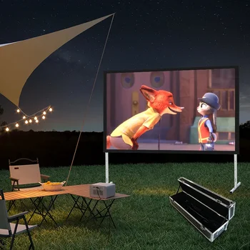 شاشة عرض رخيصة 200 بوصة شاشة عرض سريعة الطي 4:3 4K ديكور خارجي شاشة عرض محمولة مع حامل - Image 4